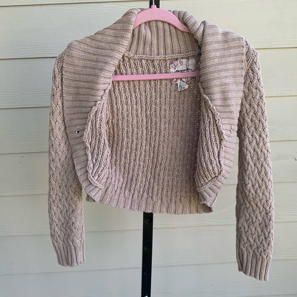Y2K vintage Abercrombie and fitch cotton cable knit cropped crochet cardigan s